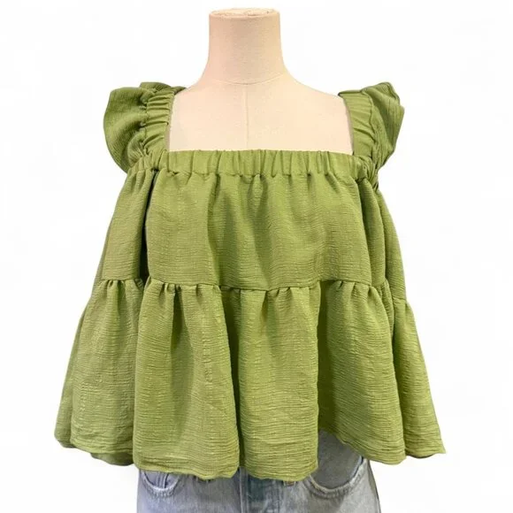 Lulu's Festival Coquette Spring Ruffle Top L Fairycore Girly Summer Soft Girl - Picture 3 of 8